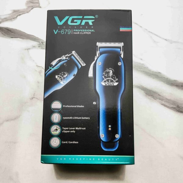 VGR V-679 Professional Rechargeable Hair Clipper – Self-Sharpening Blades, Adjustable Lever, 4 Guide Combs | Glamole