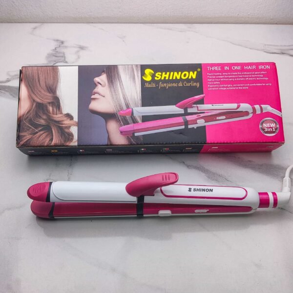 Shinon SH-8088 3-in-1 Hair Styling Machine – Straightener, Curler & Crimper | Ceramic Plates, 230°C | Wet & Dry | Glamole