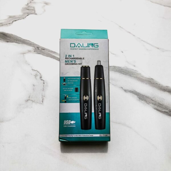 Dingling DL-7108 2-in-1 Electric Nose & Ear Trimmer – Stainless Steel Blades, 60 Min Runtime, Precision Grooming | Glamole